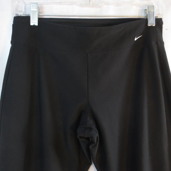 Nike Black Wide Leg Super Stretch Yoga Pants Dri Fit Comfy Size Small Short - Picture 2 of 9